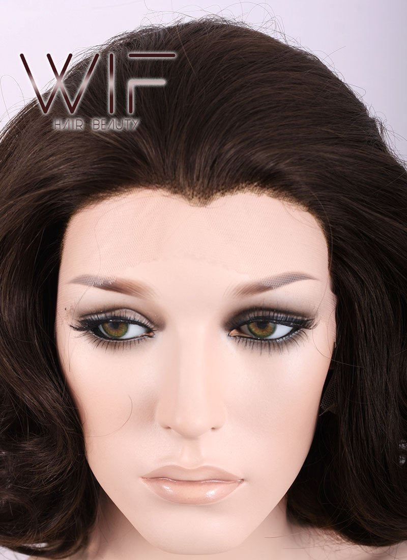 10" Wavy Mixed Dark Brown Lace Front Synthetic Wig LF248