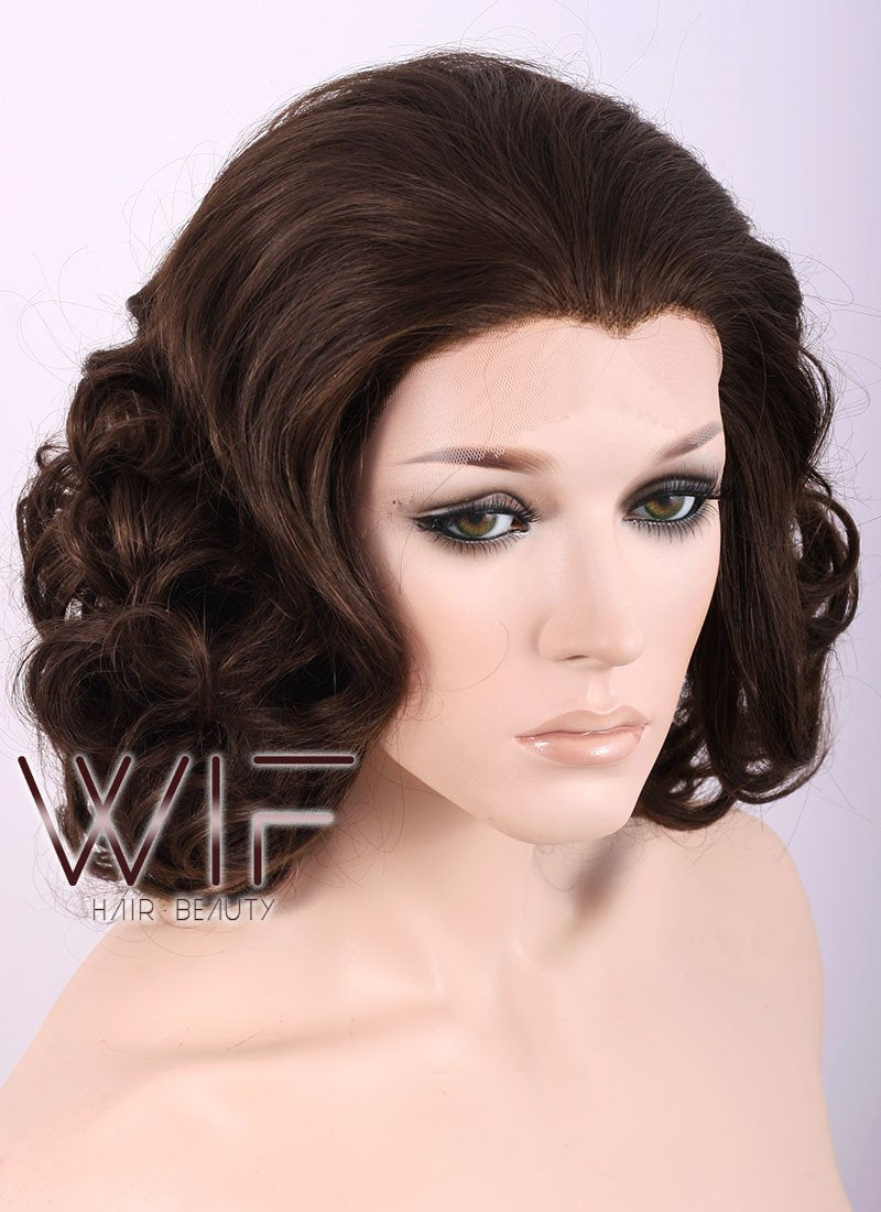 10" Wavy Mixed Dark Brown Lace Front Synthetic Wig LF248