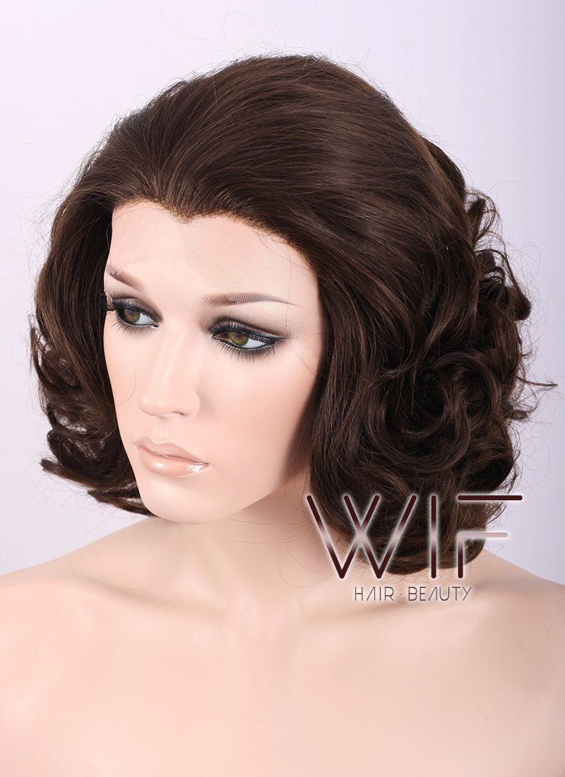 10" Wavy Mixed Dark Brown Lace Front Synthetic Wig LF248
