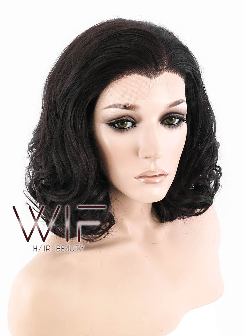 16" Wavy Dark Brown Lace Front Synthetic Wig LF255