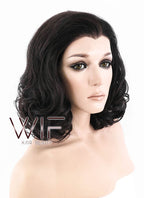 16" Wavy Dark Brown Lace Front Synthetic Wig LF255