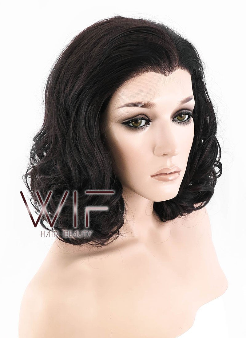 16" Wavy Dark Brown Lace Front Synthetic Wig LF255