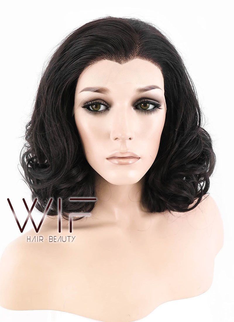 16" Wavy Dark Brown Lace Front Synthetic Wig LF255