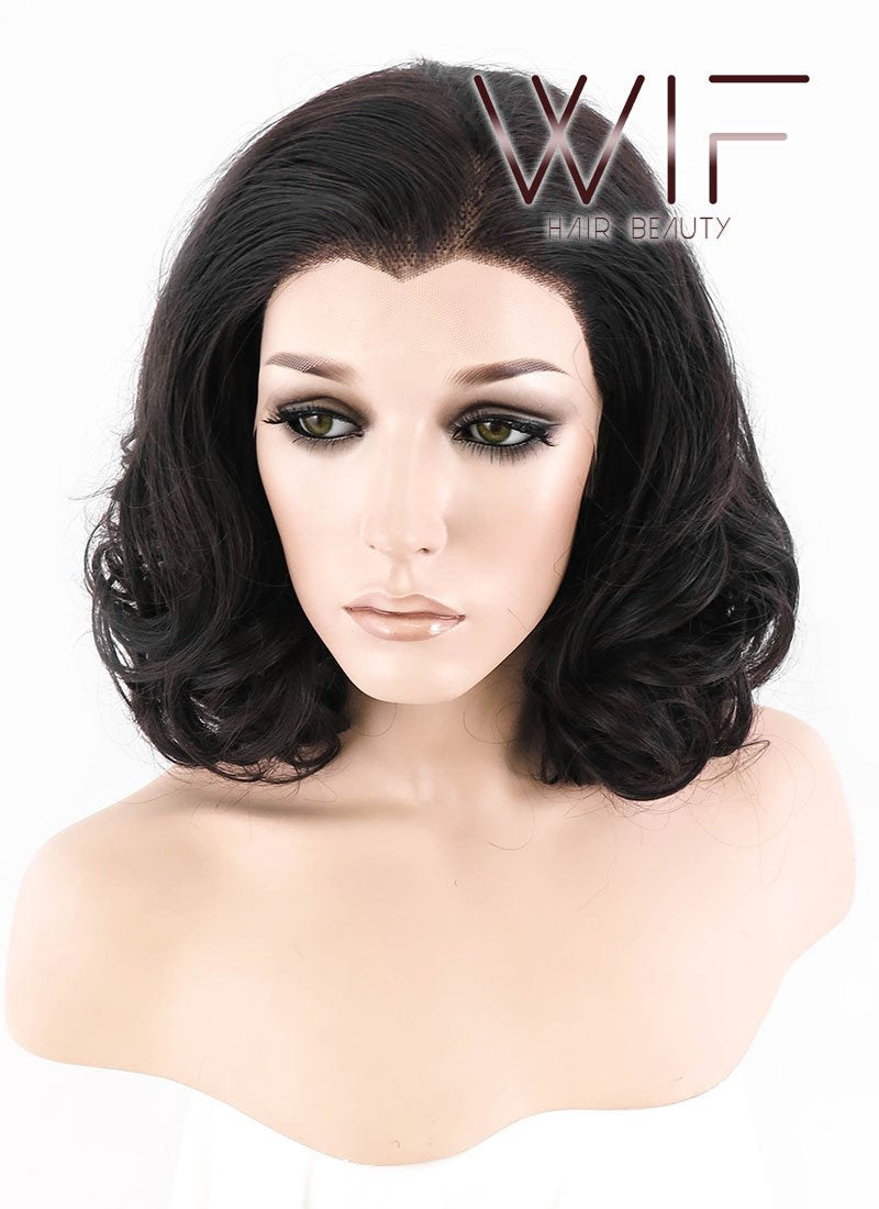 16" Wavy Dark Brown Lace Front Synthetic Wig LF255
