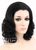 16" Wavy Jet Black Lace Front Synthetic Wig LF257