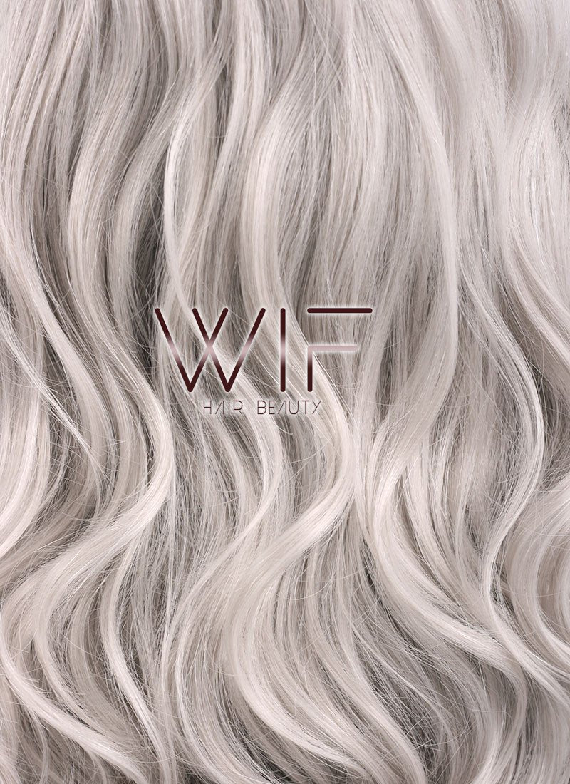 26" Wavy Blondish Grey Lace Front Synthetic Wig LF293
