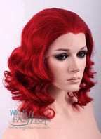 11" Medium Wavy Red Lace Front Synthetic Wig Heat Resistant