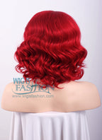 11" Medium Wavy Red Lace Front Synthetic Wig Heat Resistant