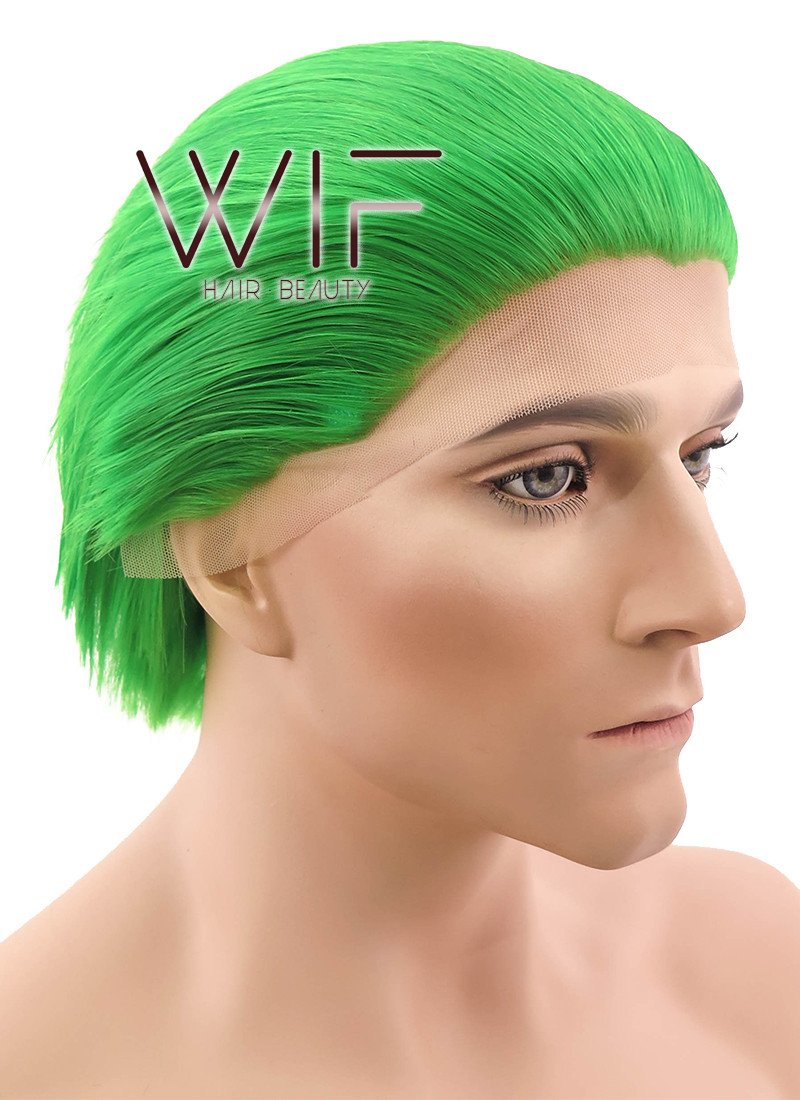 9" Short Straight Green Styled Joker Lace Front Synthetic Hair Wig LF315S