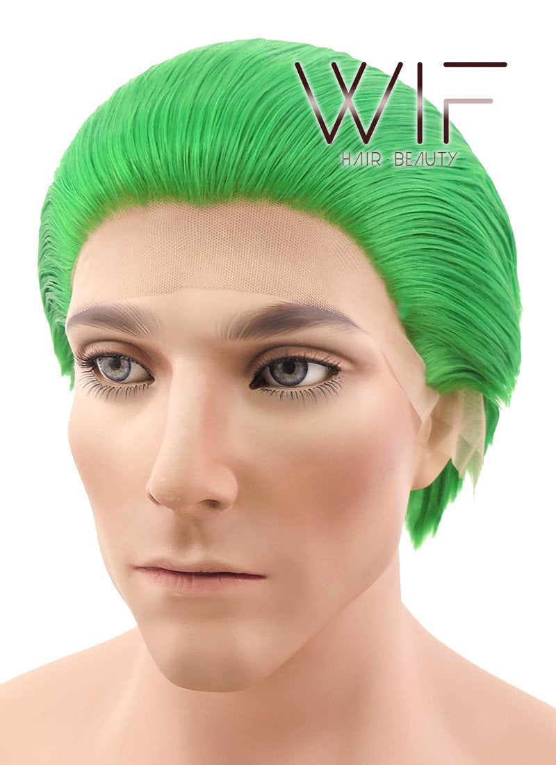 9" Short Straight Green Styled Joker Lace Front Synthetic Hair Wig LF315S