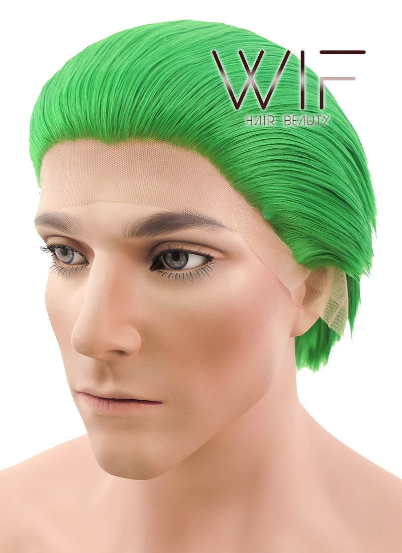 9" Short Straight Green Styled Joker Lace Front Synthetic Hair Wig LF315S