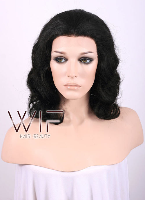 11" Short Wavy Black Lace Front Synthetic Fashion Wig