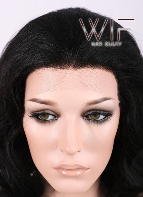 11" Short Wavy Black Lace Front Synthetic Fashion Wig