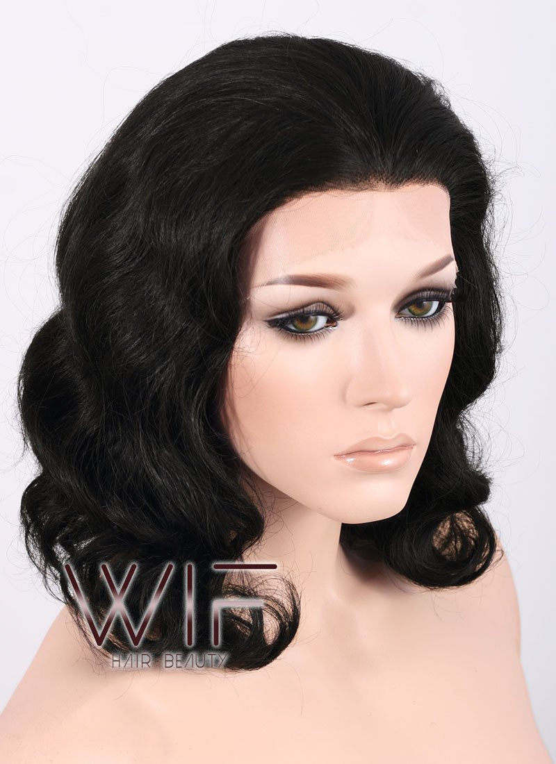 11" Short Wavy Black Lace Front Synthetic Fashion Wig