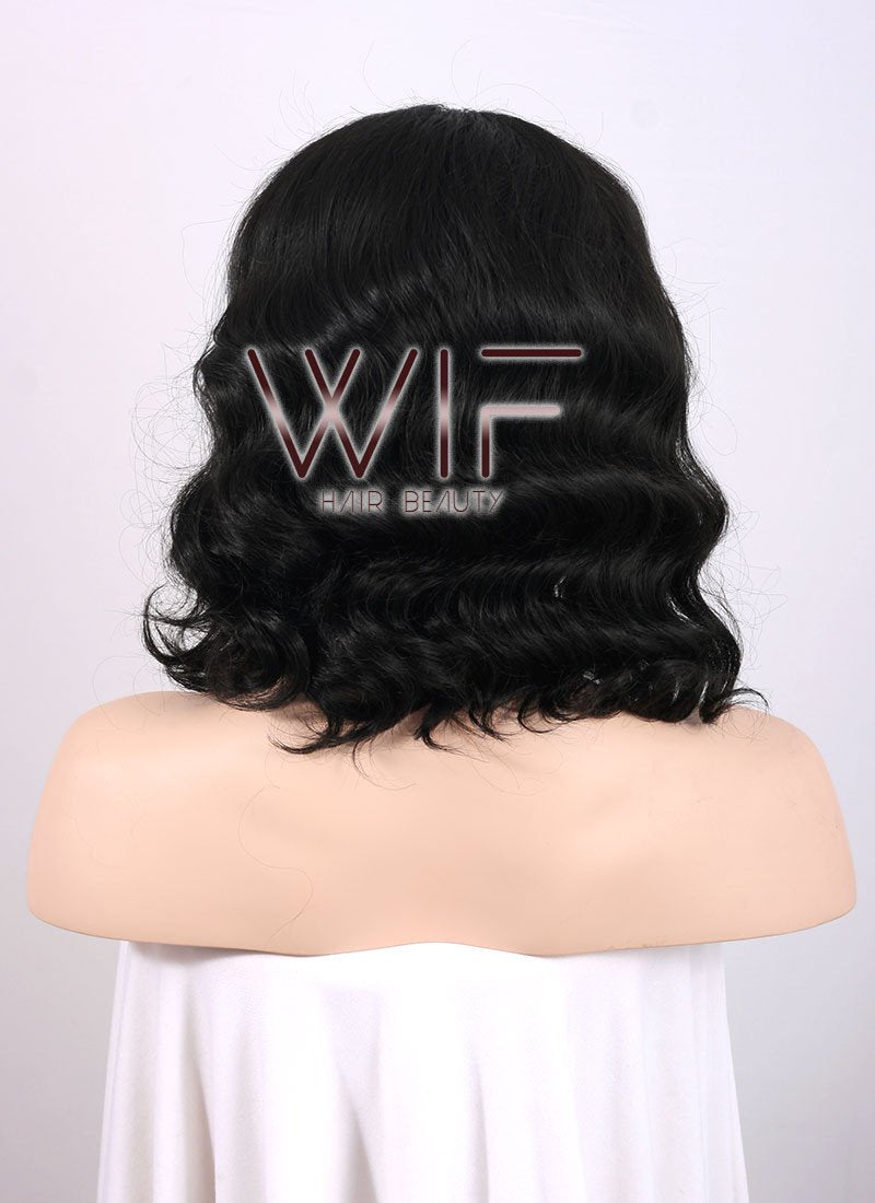 11" Short Wavy Black Lace Front Synthetic Fashion Wig