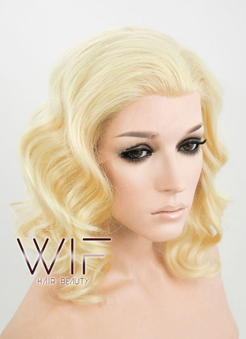 11" Wavy Golden Blonde Lace Front Synthetic Wig LF320