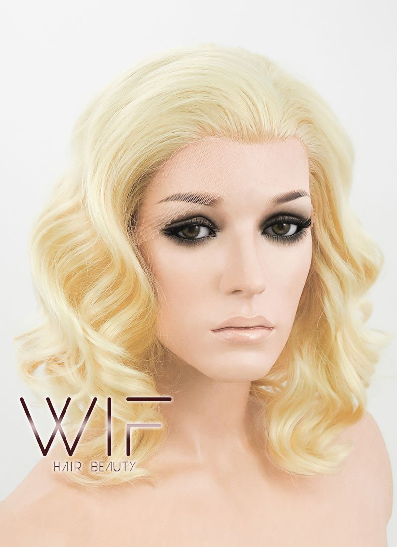 11" Wavy Golden Blonde Lace Front Synthetic Wig LF320