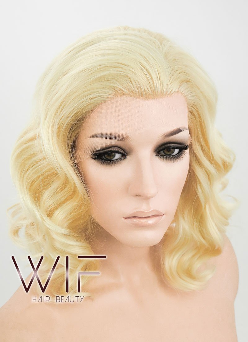 11" Wavy Golden Blonde Lace Front Synthetic Wig LF320