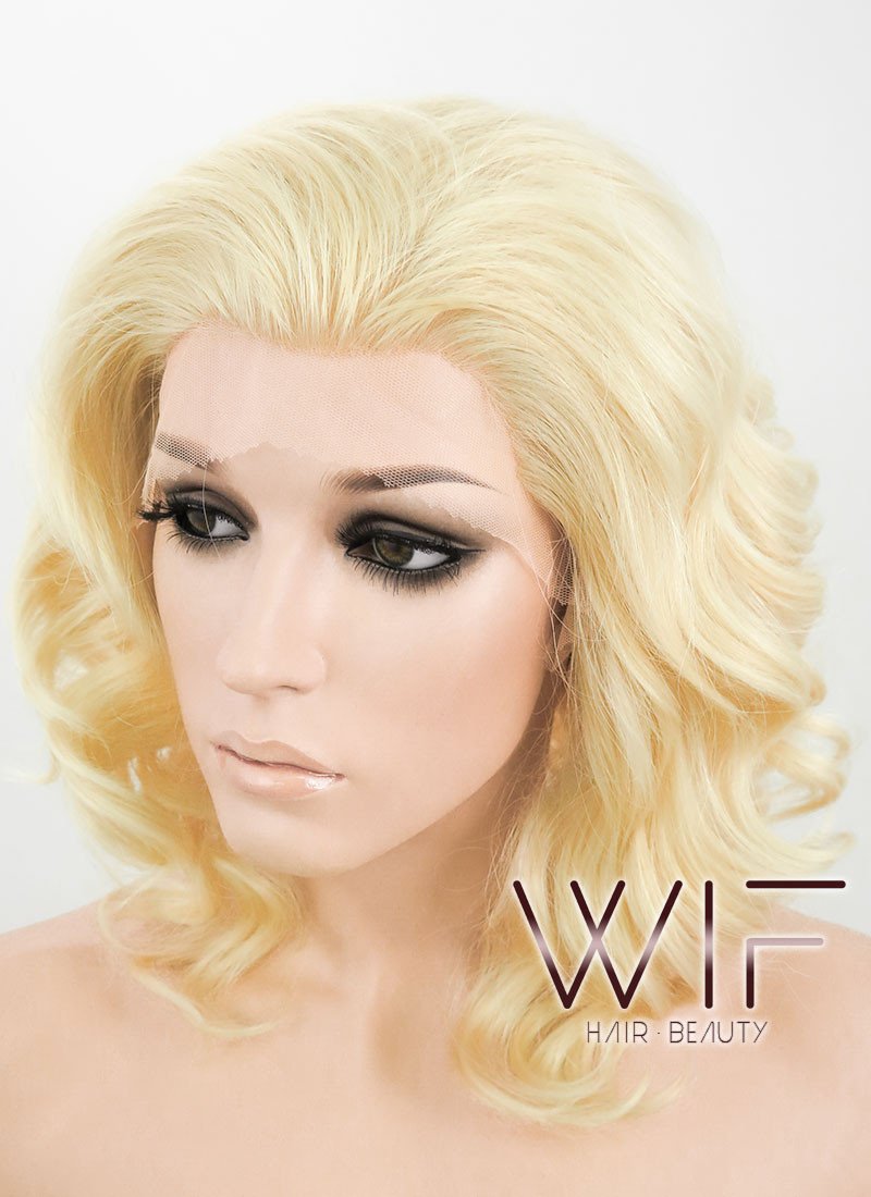 11" Wavy Golden Blonde Lace Front Synthetic Wig LF320