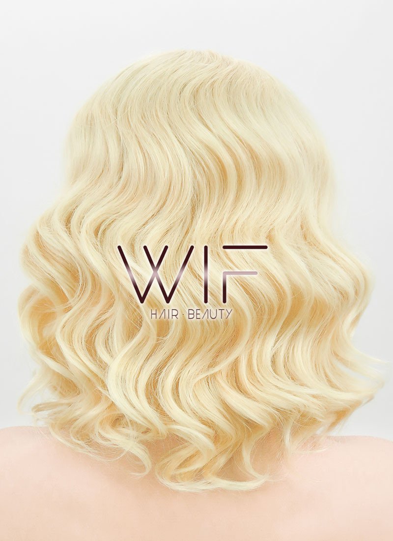 11" Wavy Golden Blonde Lace Front Synthetic Wig LF320
