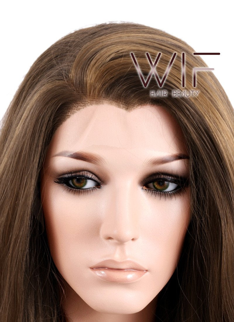26" Wavy Mixed Brown Lace Front Synthetic Wig LF321