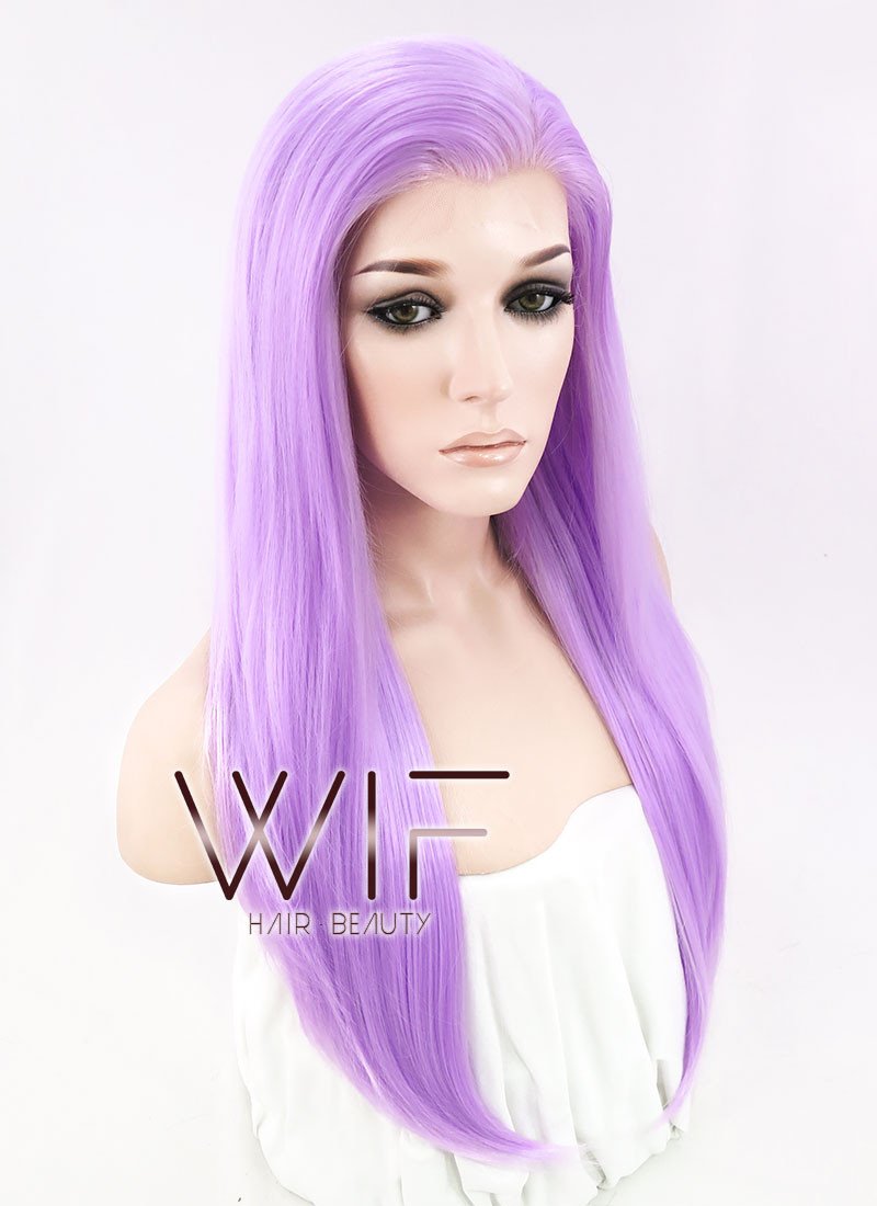 24" Straight Light Purple Lace Front Synthetic Wig LF322