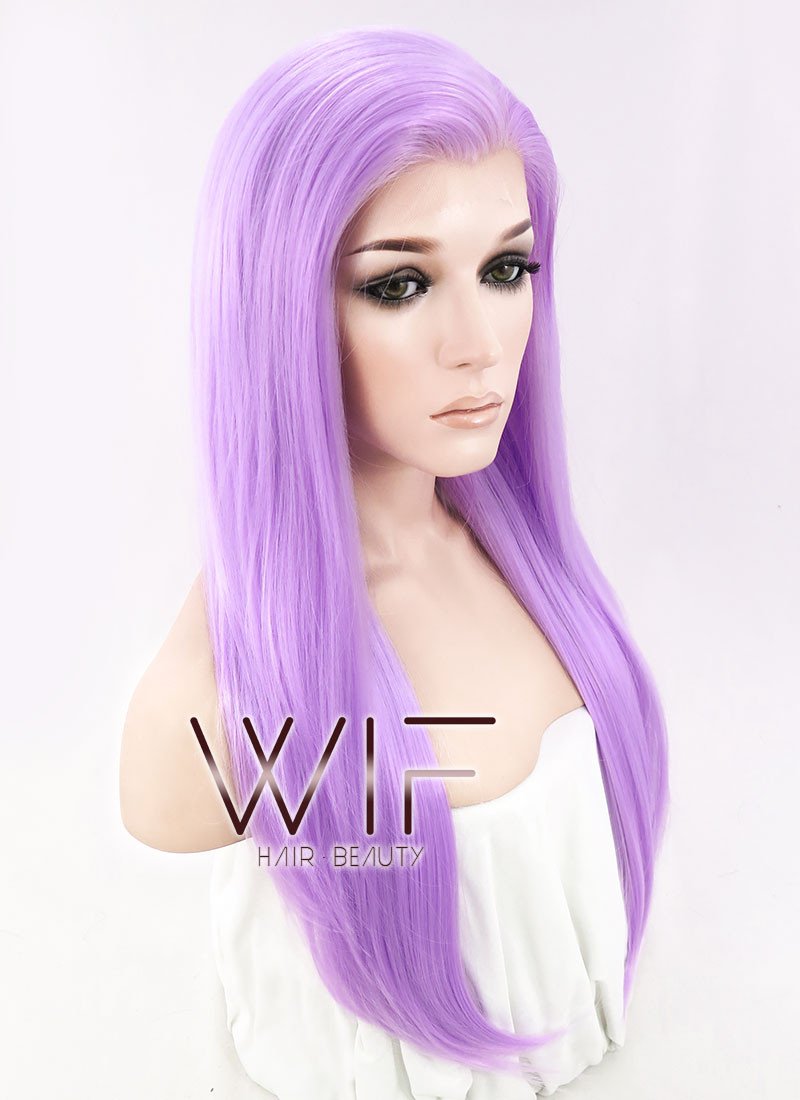 24" Straight Light Purple Lace Front Synthetic Wig LF322