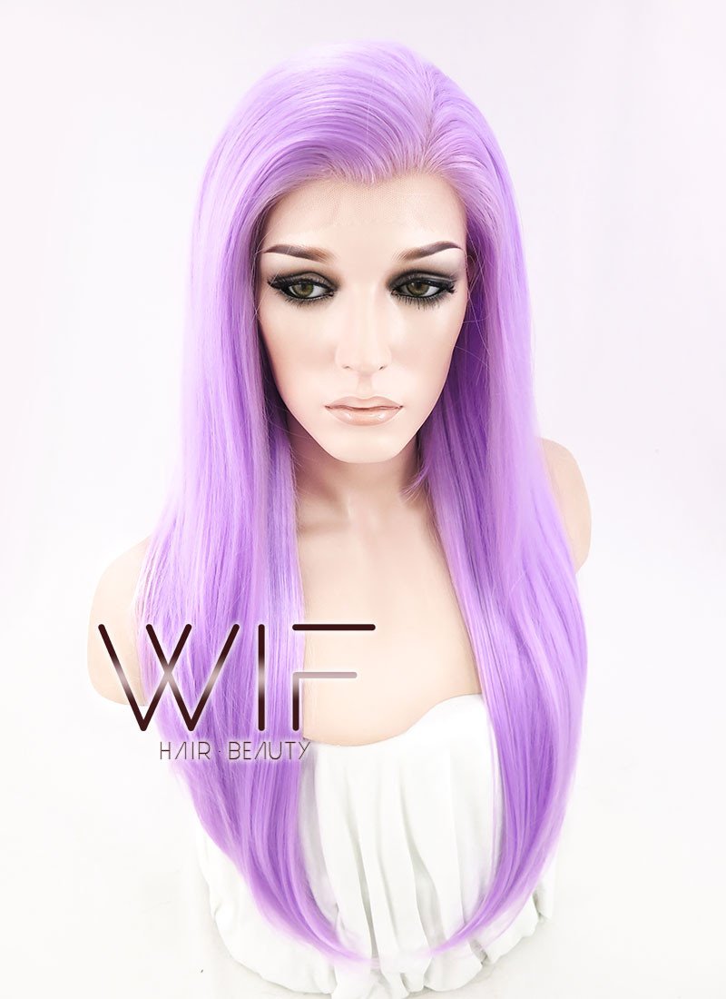 24" Straight Light Purple Lace Front Synthetic Wig LF322