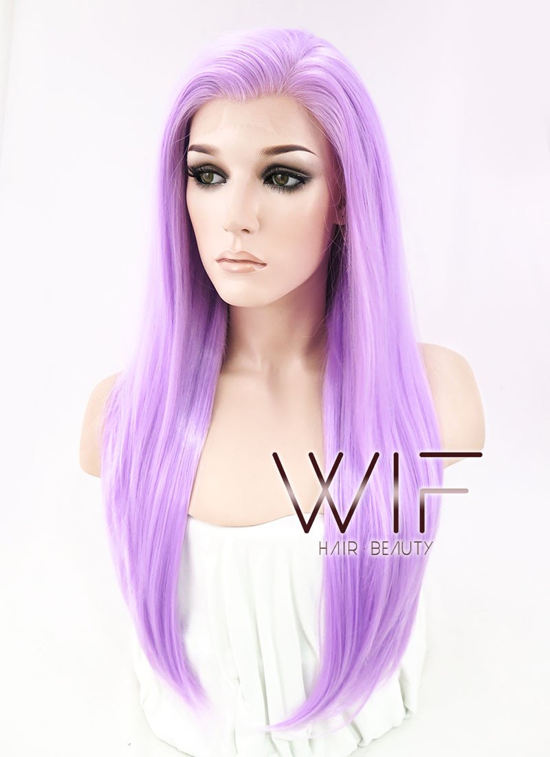 24" Straight Light Purple Lace Front Synthetic Wig LF322
