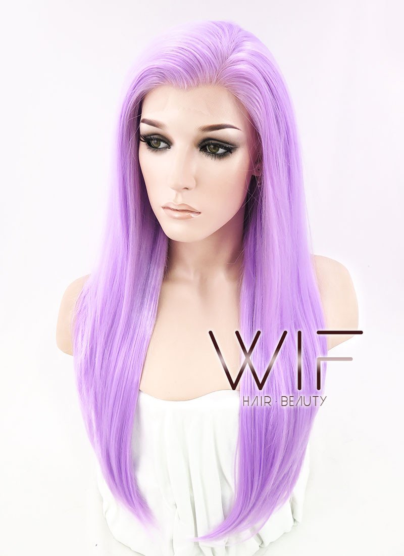 24" Straight Light Purple Lace Front Synthetic Wig LF322