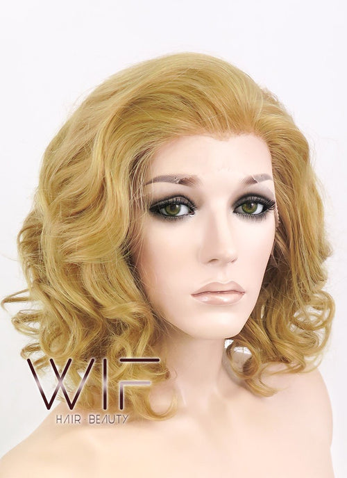 11" Short Curly Light Brown Lace Front Synthetic Hair Wig LF326