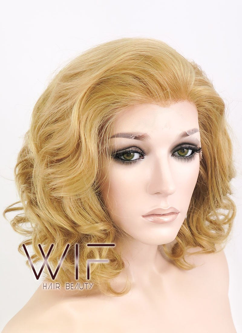 11" Short Curly Light Brown Lace Front Synthetic Hair Wig LF326