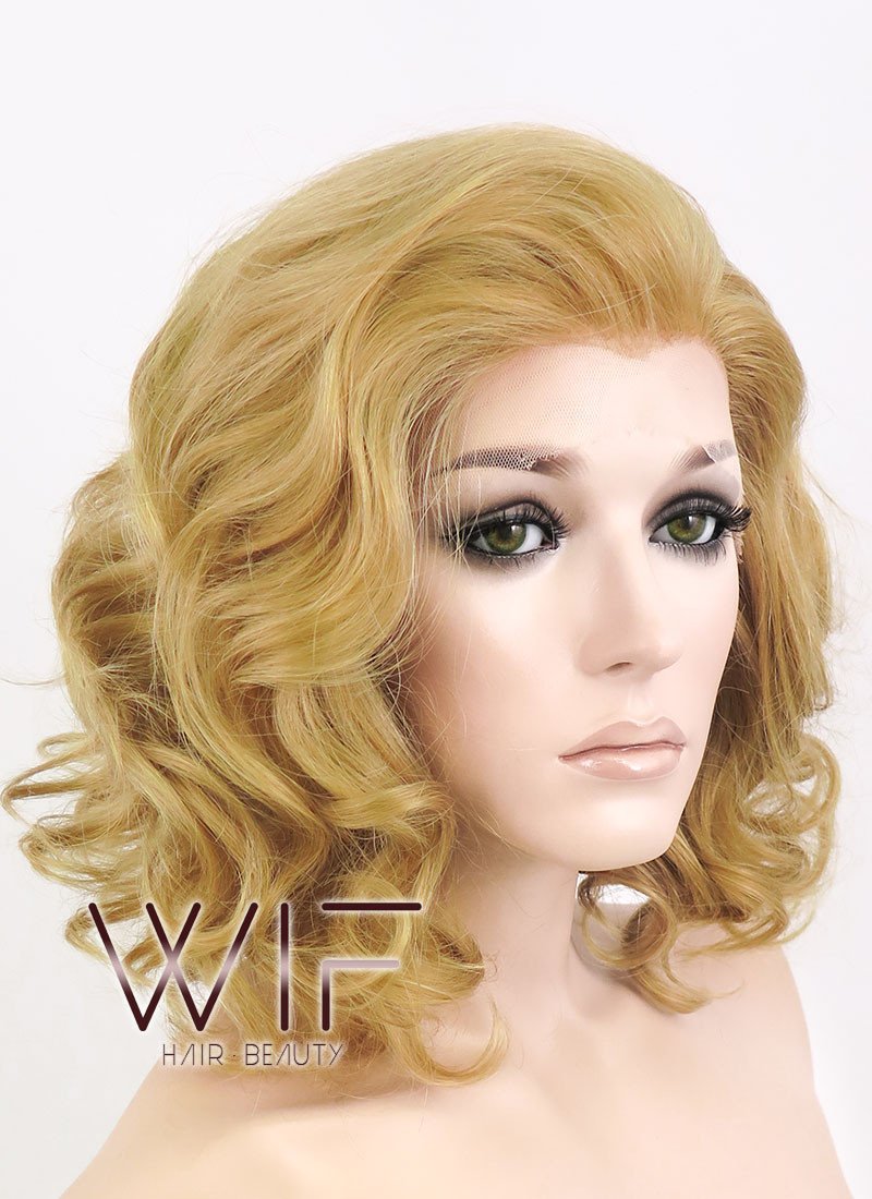 11" Short Curly Light Brown Lace Front Synthetic Hair Wig LF326
