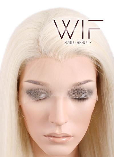30" Long Straight Blonde Mixed Red Lace Front Synthetic Wig