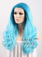 24" Wavy Two Tone Blue Lace Front Synthetic Wig LF340