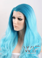24" Wavy Two Tone Blue Lace Front Synthetic Wig LF340