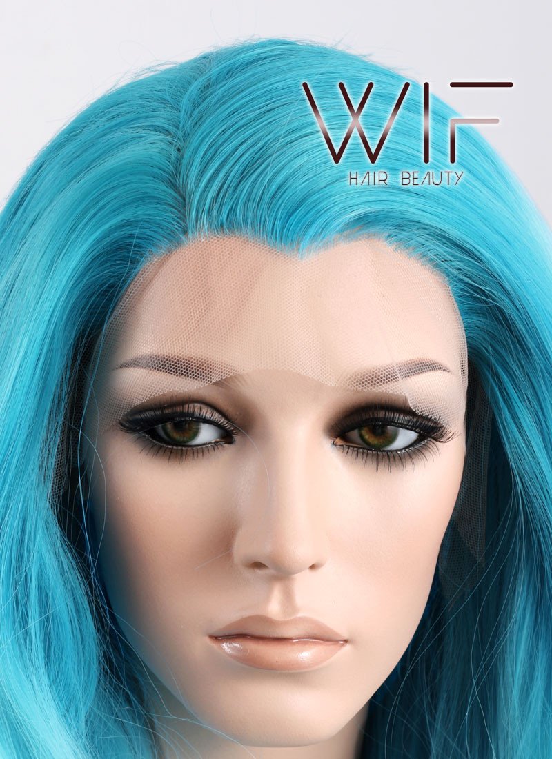 24" Wavy Two Tone Blue Lace Front Synthetic Wig LF340