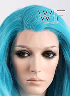24" Wavy Two Tone Blue Lace Front Synthetic Wig LF340