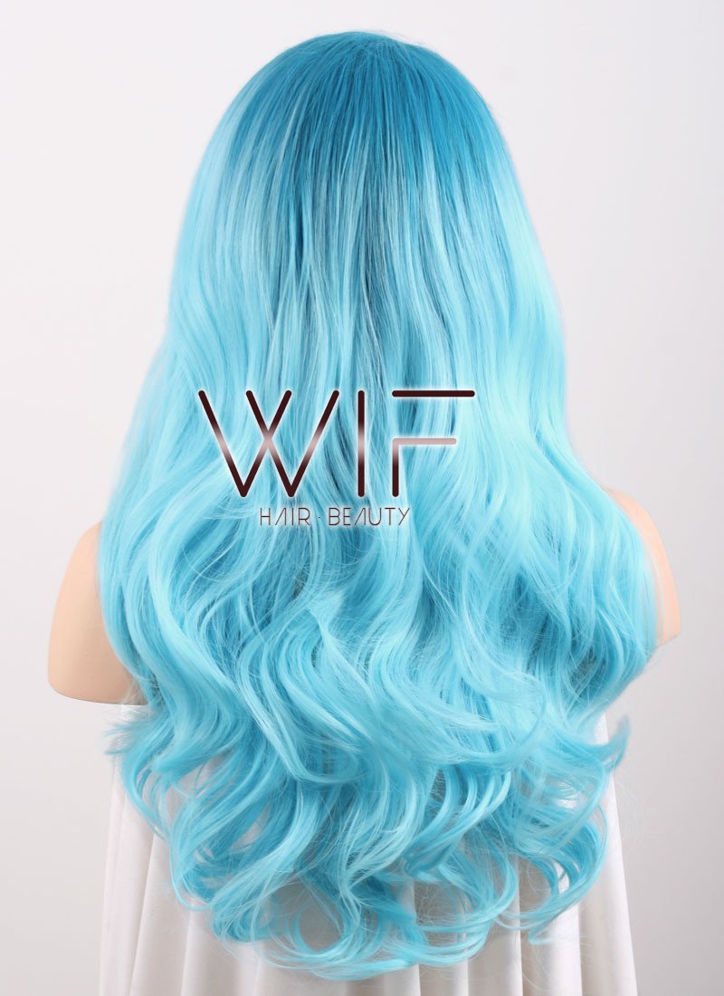 24" Wavy Two Tone Blue Lace Front Synthetic Wig LF340