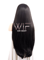 30" Long Straight Black Lace Front Synthetic Hair Wig