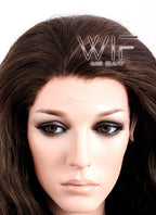 24" Long Wavy 2 Tone Brown Lace Front Synthetic Wig