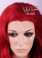 24" Long Wavy Red Lace Front Synthetic Wig