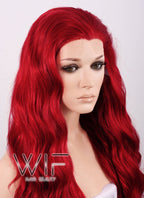24" Long Wavy Red Lace Front Synthetic Wig