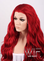 24" Long Wavy Red Lace Front Synthetic Wig