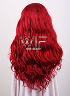 24" Long Wavy Red Lace Front Synthetic Wig