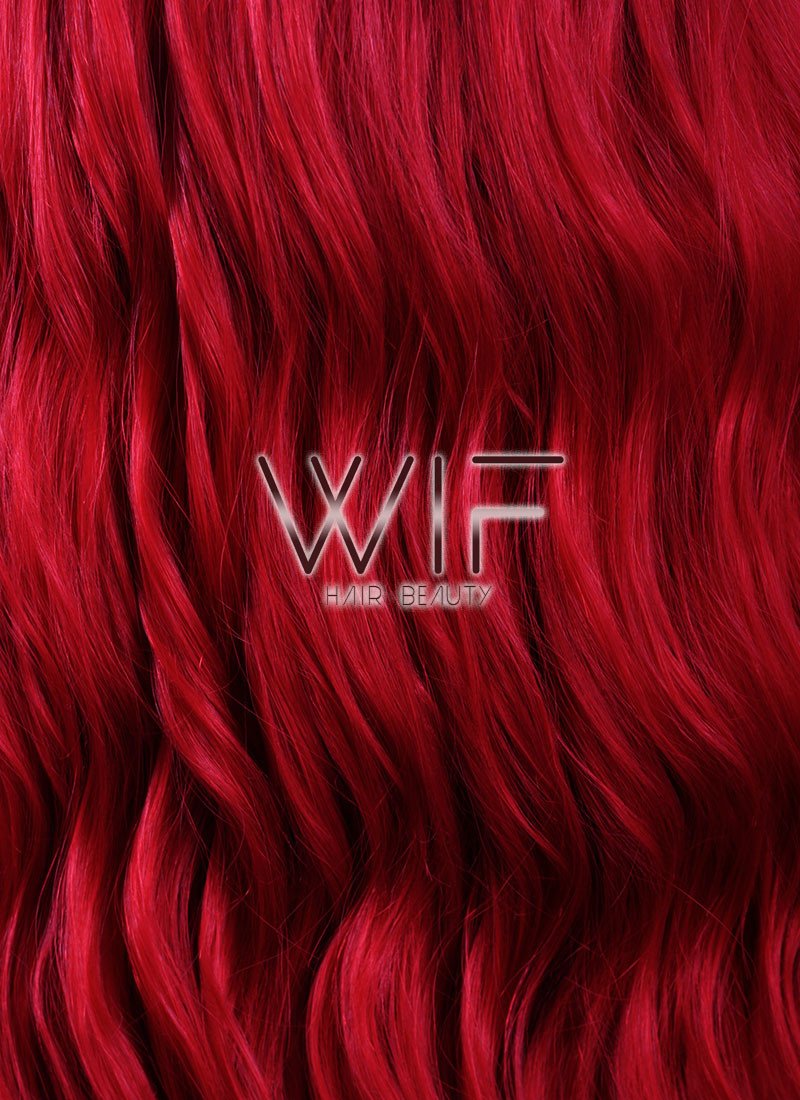 24" Long Wavy Red Lace Front Synthetic Wig