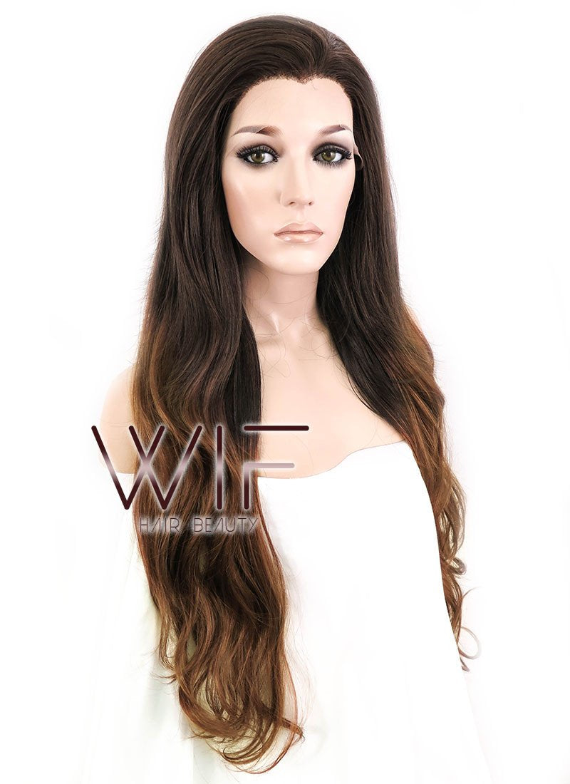 26" Wavy Two Tone Brown Lace Front Synthetic Wig LF365