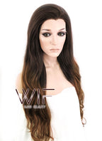 26" Wavy Two Tone Brown Lace Front Synthetic Wig LF365