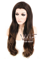 26" Wavy Two Tone Brown Lace Front Synthetic Wig LF365