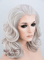 16" Wavy Blondish Grey Lace Front Synthetic Wig LF369